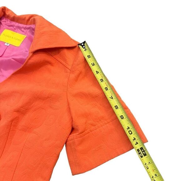 FLORES & FLORES Neon Orange Textured Blazer Size 12 - Picture 5 of 6